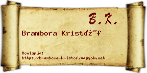 Brambora Kristóf névjegykártya